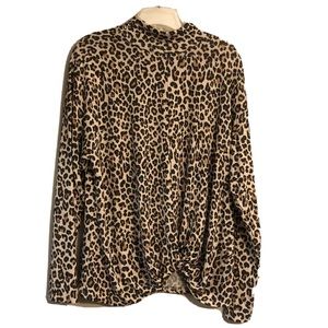 Mock neck cheetah knit top XL NWOT